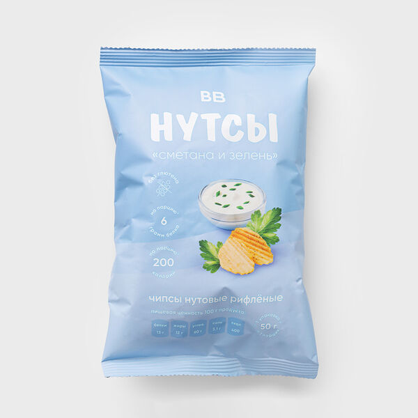 Чипсы нутовые ВкусВилл Сметана и зелень, 50г