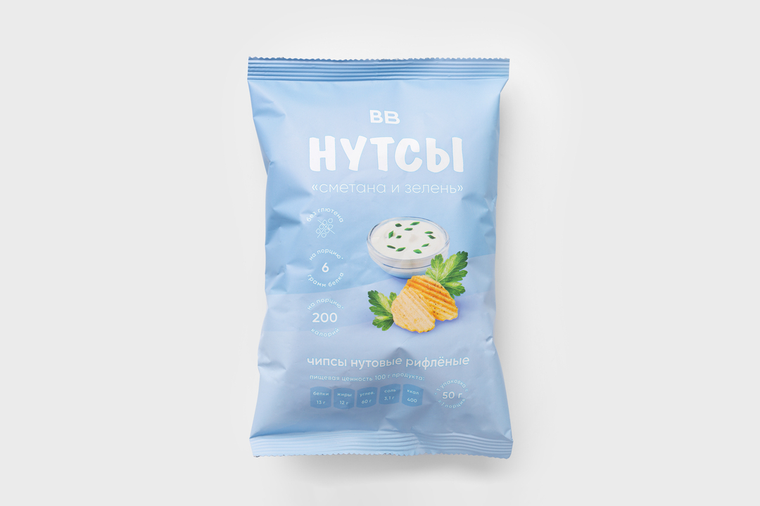 

Чипсы нутовые ВкусВилл Сметана и зелень, 50 г