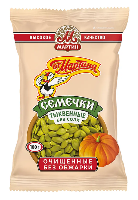 

Семечки От Мартина тыквенные очищенные не обжаренные без соли 100 г