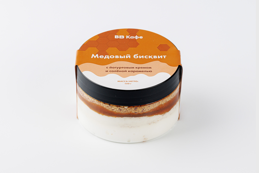 

Медовый бисквит ВкусВилл кафе с йогуртовым кремом и соленой карамелью 150 г