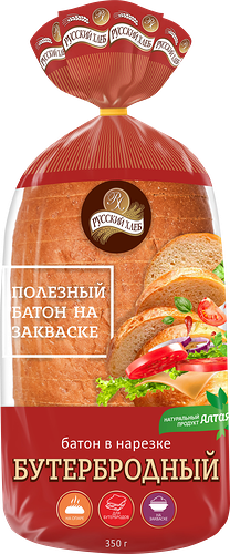 Батон РУССКИЙ ХЛЕБ Бутербродный, в нарезке, 350г