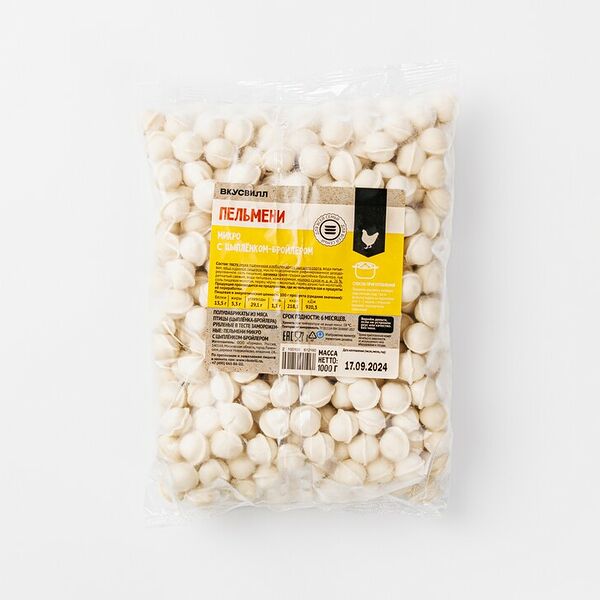 Пельмени ВкусВилл микро с цыпленком-бройлером 1000 г