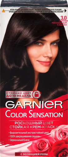 

Стойкая крем-краска для волос Garnier Color Sensation Роскошь цвета оттенок 3.0 Роскошный каштан 110 мл