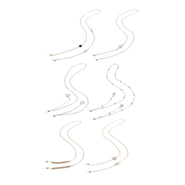 Юl цепочка для очков, пластик, биж.сплав, 65 см, 6 дизайнов в ассортименте, арт.1