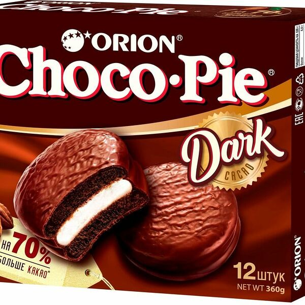 Пирожное Choco Pie Orion Dark Cacao, 12×30 г