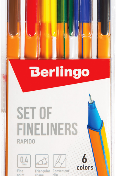 Набор ручек BERLINGO Капиллярных Rapido, 6 цветов 