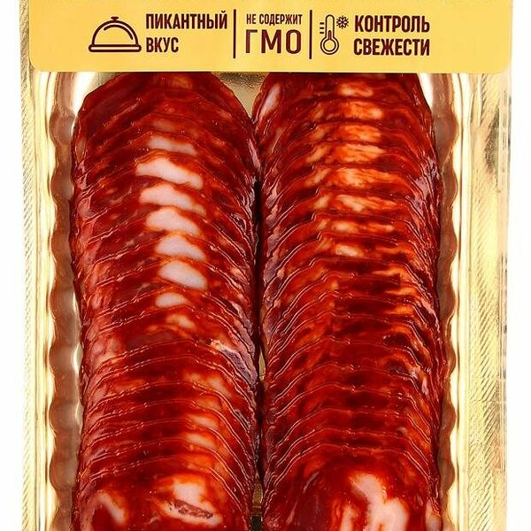 Колбаса сырокопченая Ашан Красная птица Чоризо в нарезке