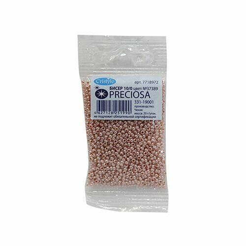 (37389) 331-19001-10/0 Бисер жемчужный 10/0, круг.отв., 20гр Preciosa,упак