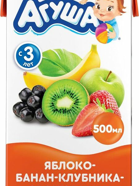 Сок Агуша Яблоко-банан-клубника-арония-киви 500мл