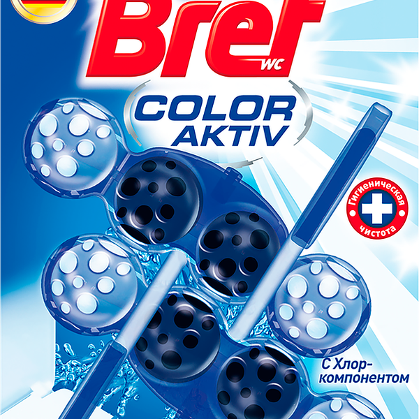 Блок для унитаза BREF Color Aktiv с хлор-компонентом 2x50г