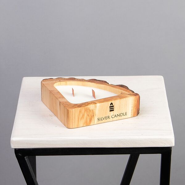 Ароматическая свеча, авторской работы, в спиле дерева, Абсент из Черной Смородины, D15 (Абсент из черной смородин, D-15, H-3, коричневый)