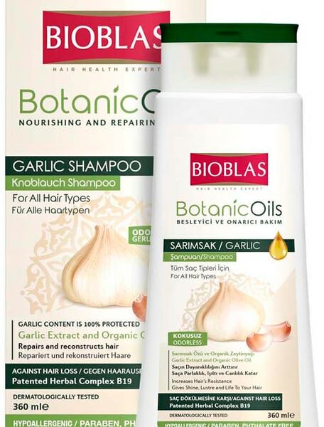 Шампунь для волос Bioblas против выпадения с экстрактом чеснока и оливковым маслом 360мл