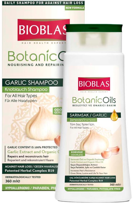 

Bioblas Шампунь против выпадения волос с экстрактом чеснока и оливковым маслом, 360 мл
