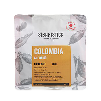 Кофе в зернах Sibaristica Colombia Supremo эспрессо 200г, Россия