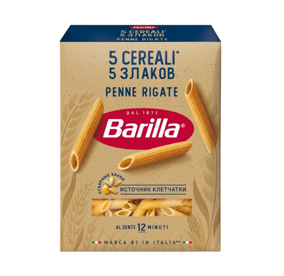 

Макароны BARILLA 5 Cereali Penne rigate, со злаковой смесью, первый группа А