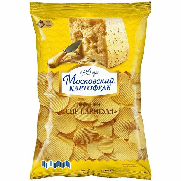 Чипсы картофельные Московский Картофель со вкусом сыра пармезан хрустящие, 150г