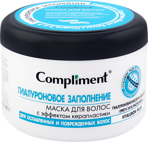 Маска для волос Compliment с эффектом керапластики Hyaluron Filler Гиалуроновое заполнение, 500 мл