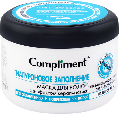 

Маска для волос Compliment с эффектом керапластики Hyaluron Filler Гиалуроновое заполнение, 500 мл