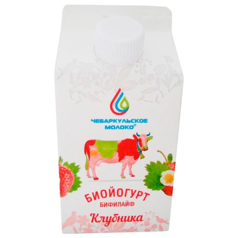 

Йогурт питьевой Чебаркульское молоко клубника 2.5% 500 г