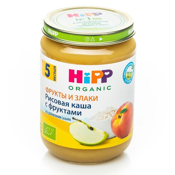 Каша HiPP рисовая с фруктами с 4 месяцев БИО 190 г