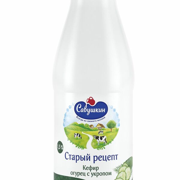 Кефир с овощным наполнителем Огурец с укропом 1,5 % ПЭТ 415г Савушкин продукт