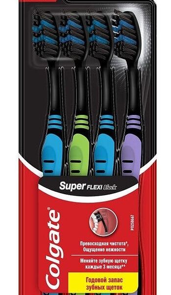 Зубная щетка Colgate Super Flexi Black Средней Жесткости 4 шт