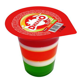 

Десерт многослойный Джелео с фруктовым соком вишни, персика, яблока 150 г