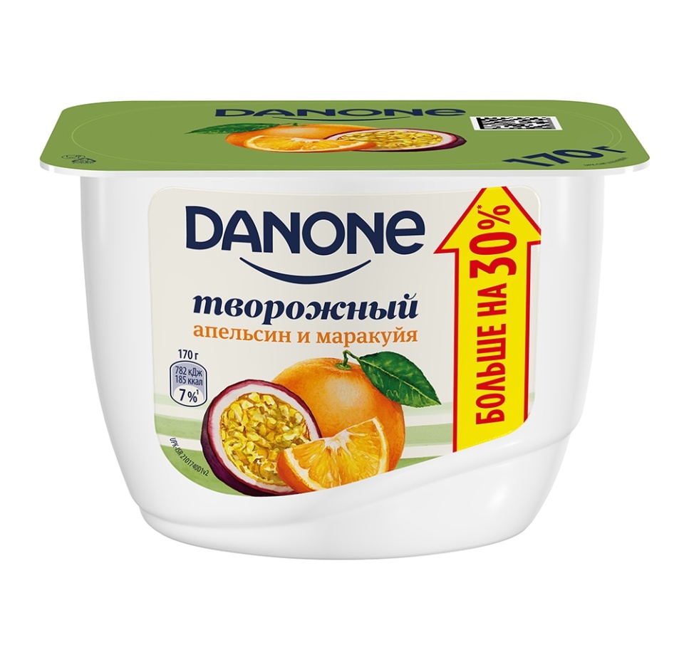 

Продукт творожный Danone с апельсином и маракуйей 3,6% 170г Россия