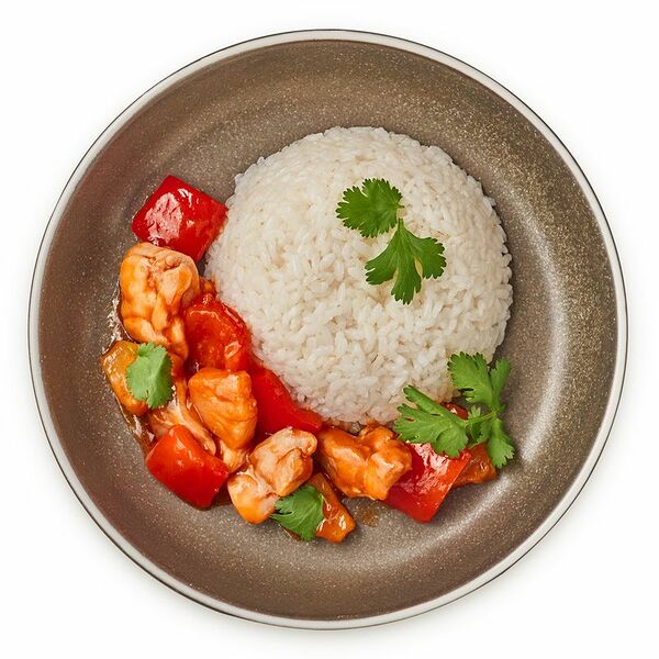 Курица Шеф Перекрёсток с ананасами в кисло-сладком соусе и рисом 250 г