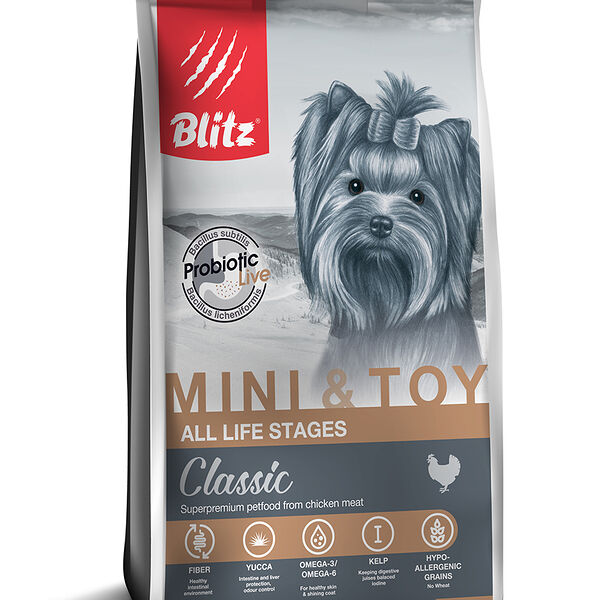 Корм Blitz Adult Dog Mini & Toy Breeds для взрослых собак мелких и миниатюрных пород Курица