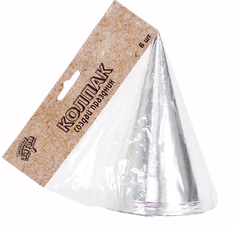 

Колпак "весёлая затея" фольгированный серебряный 6 шт, Китай