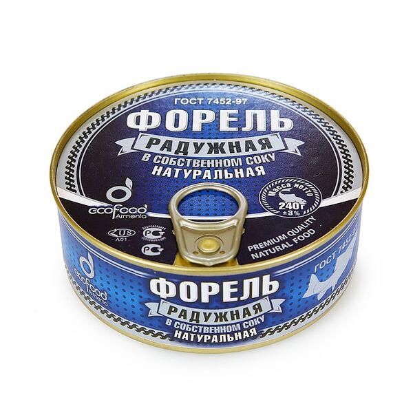 Форель EcoFood радужная в собственном соку ж/б 240 г