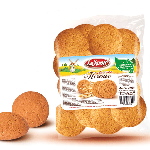 Печенье овсяное «La`komo» 250 гр. БЕЛАРУСЬ