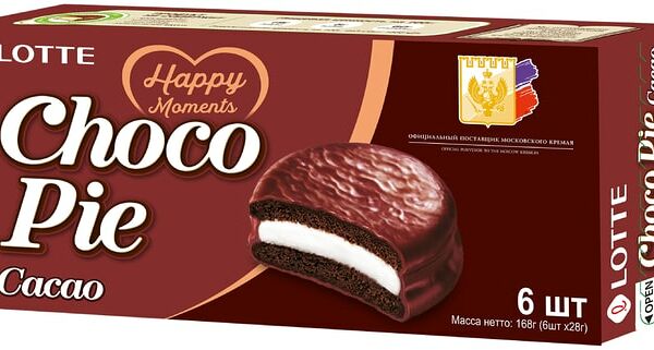 Печенье Lotte Choco Pie Cacao в глазури 6шт*28г