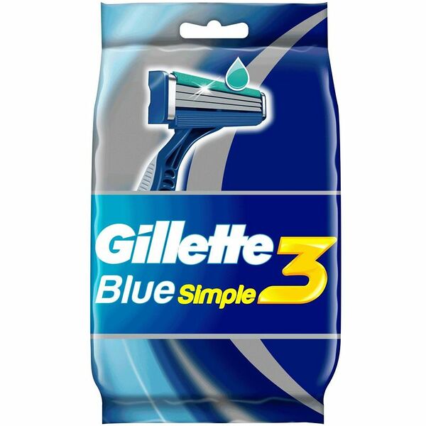 Одноразовые мужские бритвы Gillette Blue3 Simple, с 3 лезвиями, фиксированная головка, 8 шт