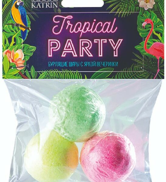 Шары бурлящие для ванн Laboratory Katrin Tropical Party неоновые 3шт*40г