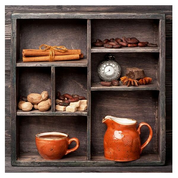 Картина на стекле Кухонная полка, 30х30см