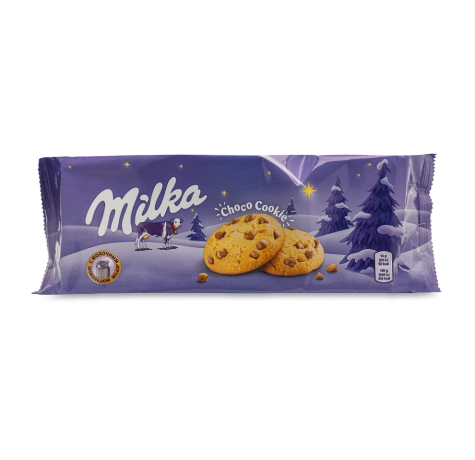 

Печенье с кусочками шоколада, Milka, 168 г, Россия