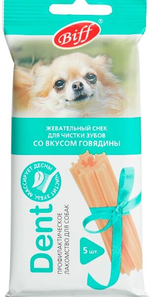 Лакомство для собак Biff Dent жевательный снек для чистки зубов со вкусом говядины 35г