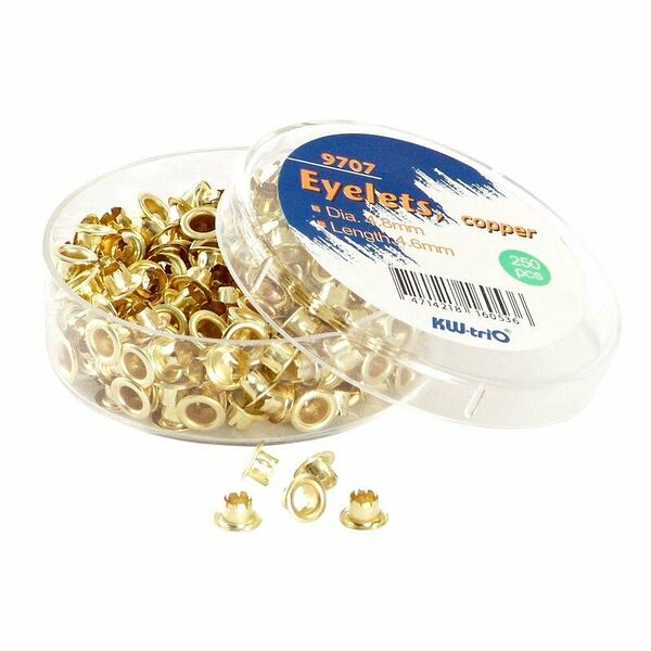 Люверсы для дырокола Kw-Trio 250 шт./уп, диаметр= 4,8, золотистые