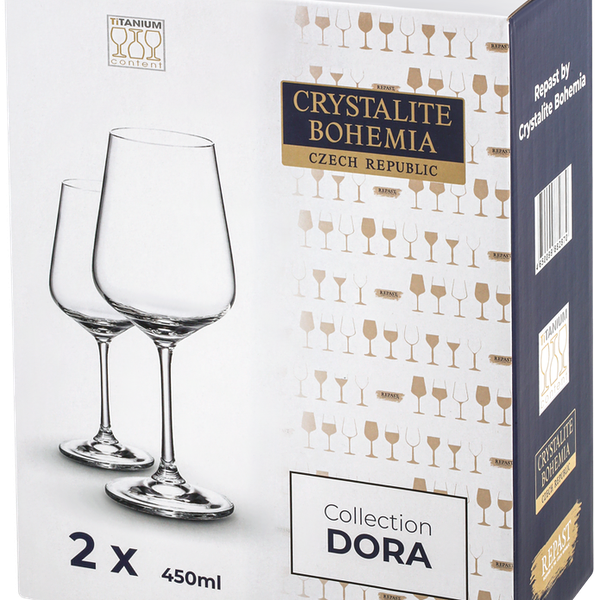 Набор бокалов для вина CRYSTALITE BOHEMIA Dora 450мл Арт. 45878, 2 шт