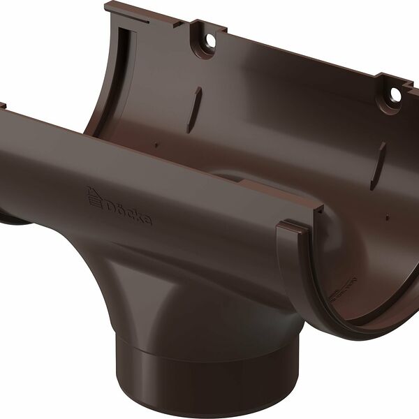 Воронка водосточная DOCKE, ПВХ, выпускная, диаметр 120 мм, коричневая
