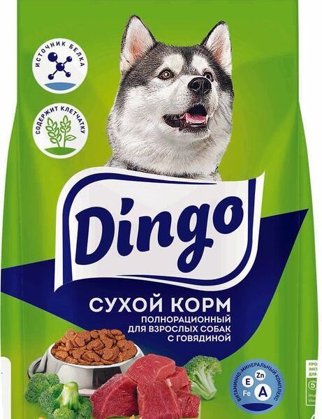 Корм сухой Dingo с говядиной для взрослых собак 600г