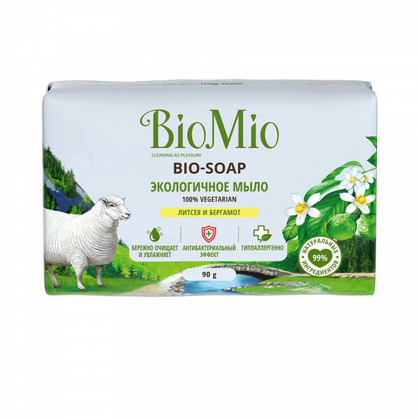 Мыло туалетное BioMio Bio-soap литсея и бергамот