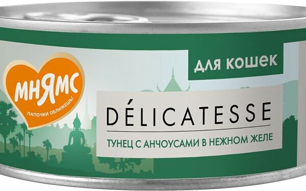 Влажный корм для кошек Мнямс Тунец с анчоусами в нежном желе 70г