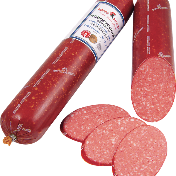 Колбаса полукопченая из мяса кур Фабрика Качества Сервелат Новорусский