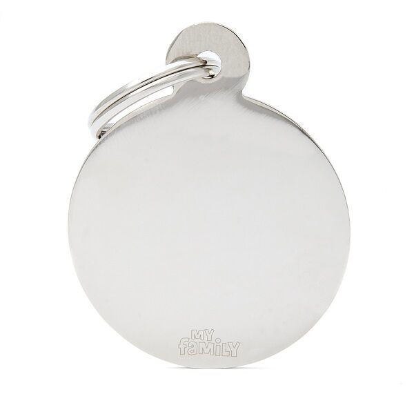 Адресник для кошек и собак круглый маленький Basic, хромированный