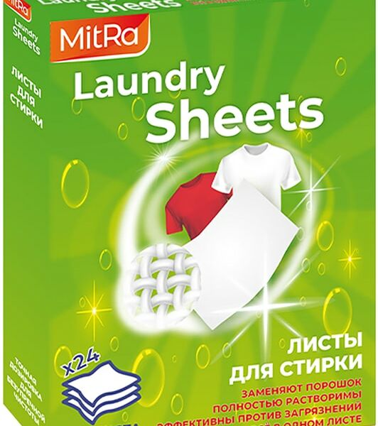 Стиральный порошок MitRa Laundry Sheets 24 листа