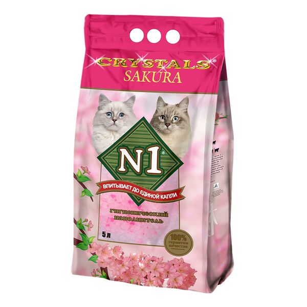 N1 Crystals Sakura наполнитель силикагелевый впитывающий