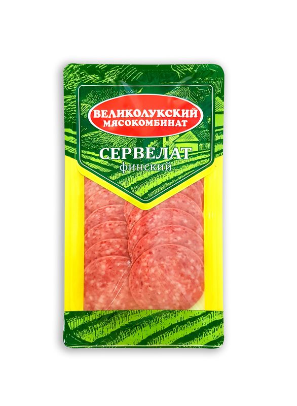 

Колбаса варёно-копчёная Великолукский мясокомбинат сервелат Финский нарезка 150 г